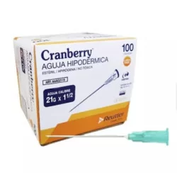 Aguja hipodérmica 21g x 1 1/2 caja x 100 unidades Cranberry