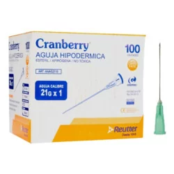 Aguja hipodérmica 21g x 1 caja x 100 unidades Cranberry