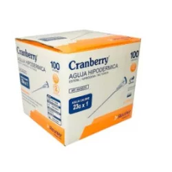 Aguja hipodérmica 23g x 1 caja x 100 unidades Cranberry