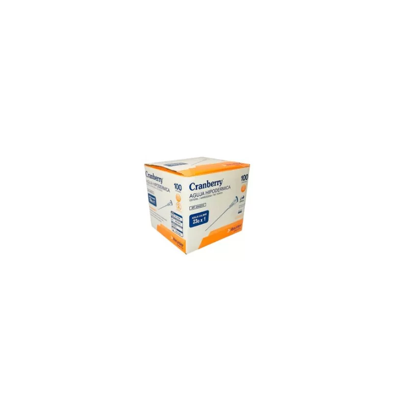 Aguja hipodérmica 23g x 1 caja x 100 unidades Cranberry