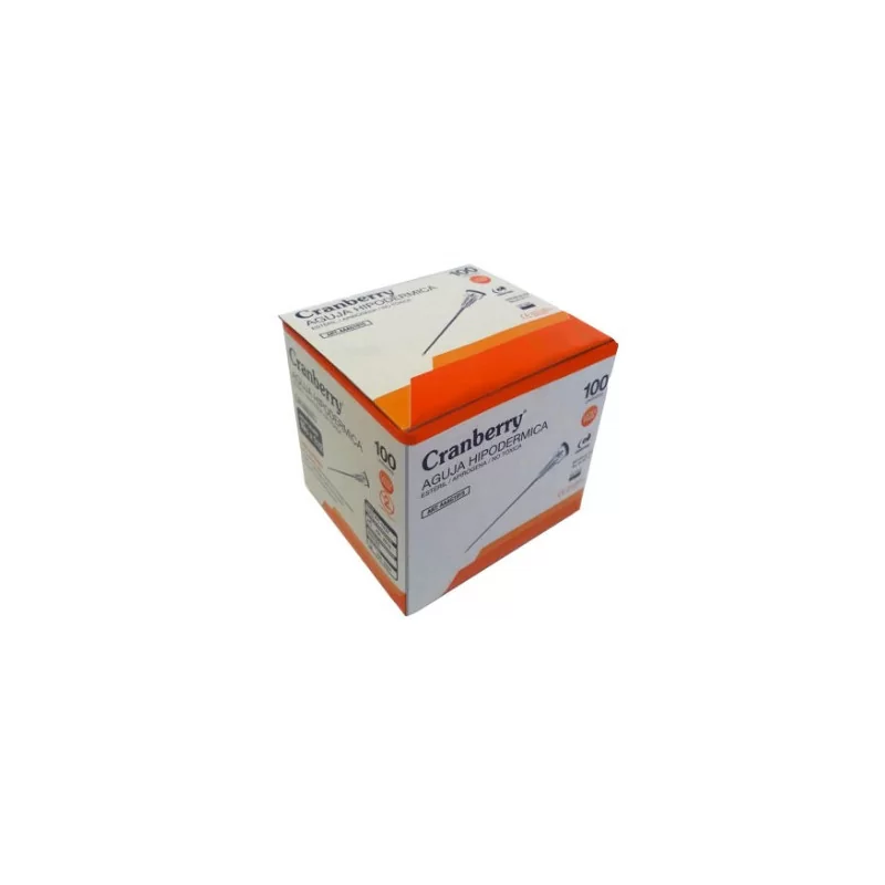 Aguja hipodérmica 25g x 5/8 caja x 100 unidades Cranberry