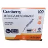 Caja de jeringas de 3 cc Luer Lock c/a 21g x 1 1/2 x 100 unidades Cranberry