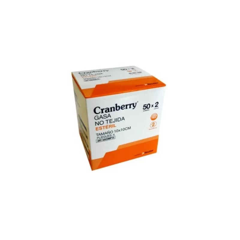 Caja de gasas no tejida estéril 10x10 cm x 50 sobres Cranberry
