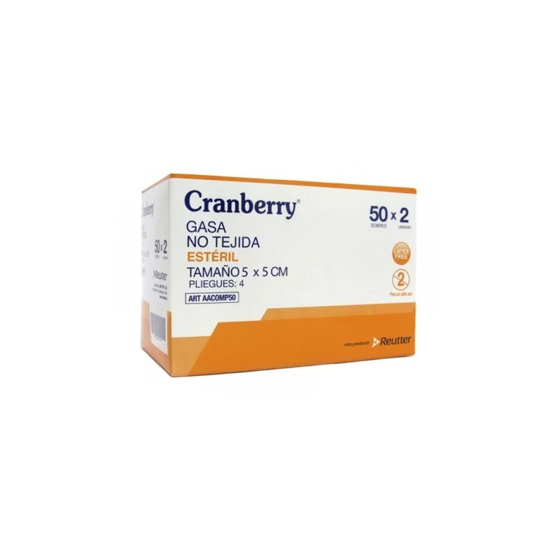 Caja de gasas no tejida estéril 5x5 cm x 50 sobres Cranberry