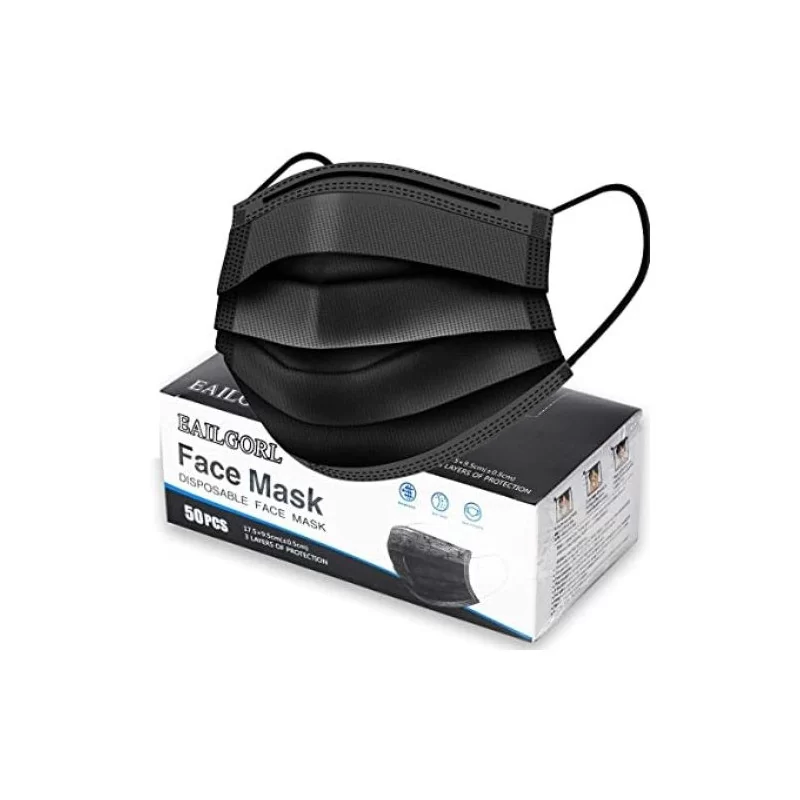 Mascarillas negras x 50 unidades triple capa csc