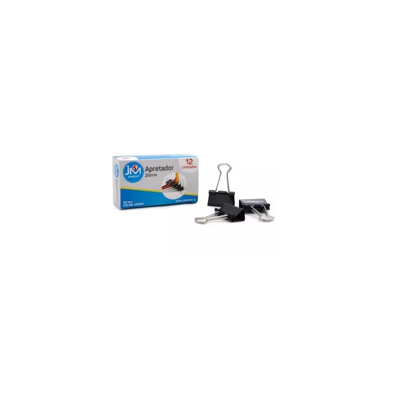 Apretador doble clip 25 MM negro caja 12 unidades JM