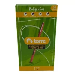 Lápiz pasta rojo caja de 12 unidades 1.0 MM LB Torre